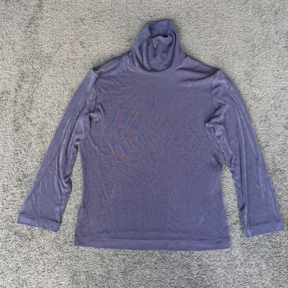 BCBG Paris Purple Ribbed Turtleneck Long Sleeve Knit Top Slim Fit Size S/M